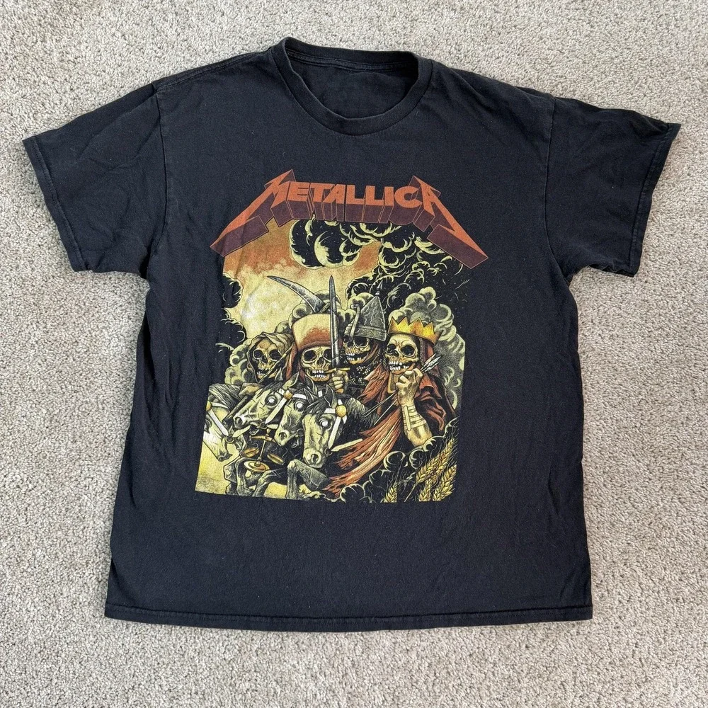 Metallica Skeleton Warriors Shirt Mens Large Black Metal Rock Band Tee T-Shirt